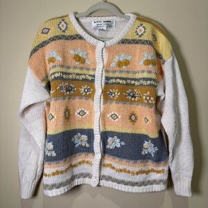 Vintage - Kitty Hawk by Vivian Wang Floral Knit Cardigan